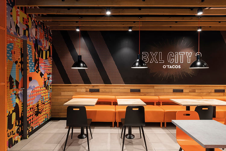 Clicwall wall panels in O Tacos restaurant - digital print on panels